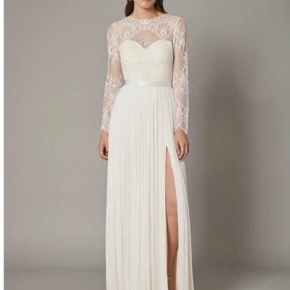 BHLDN Lace bridal Wedding Dress Gown Catherine Deane Size 10
